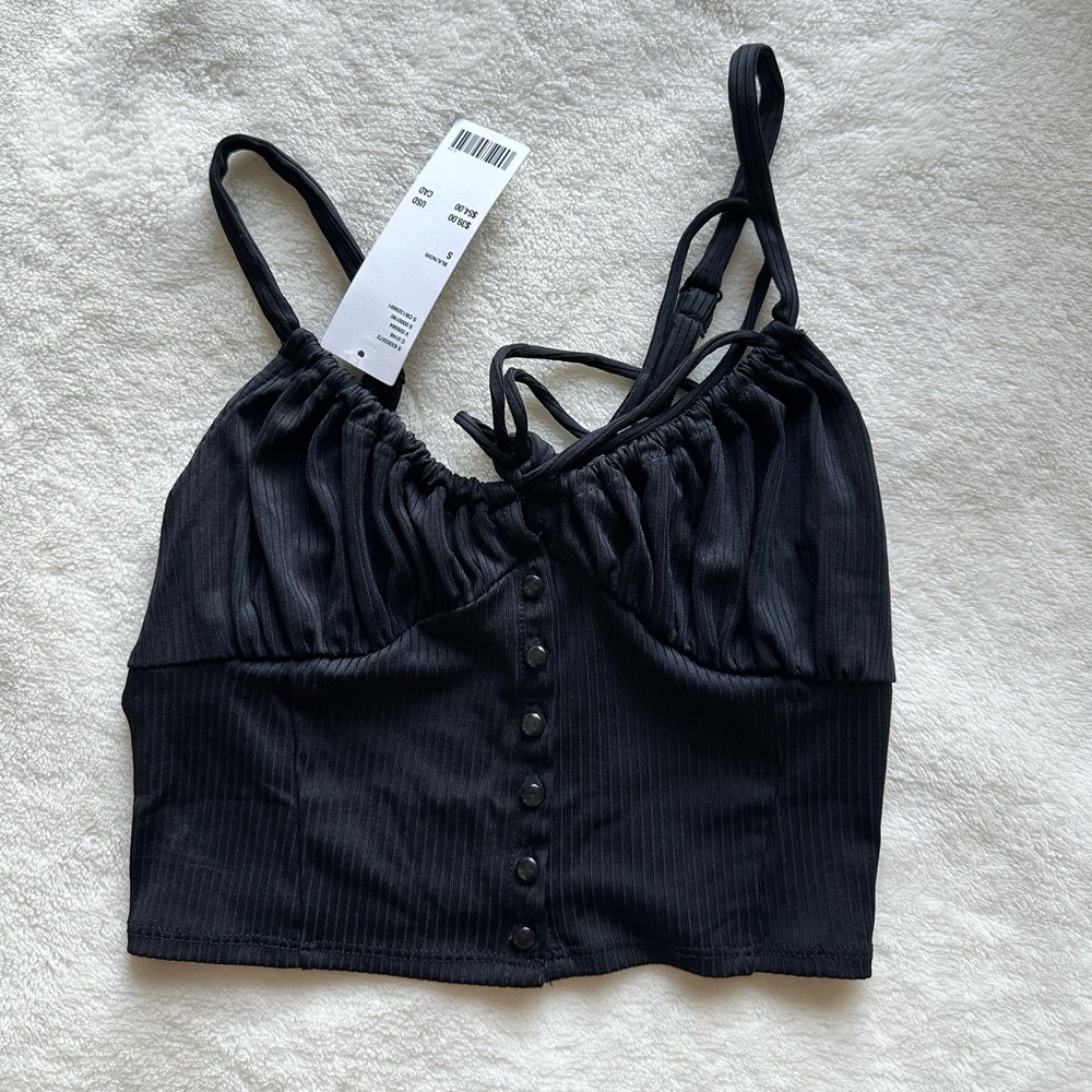 Black crop corset tank top
